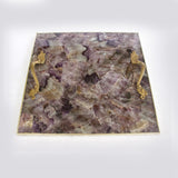 Amethyst Agate Serving Tray With Brass Handles | Square-4