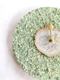 10" Diameter Large Light Green Crystal With White Agate Wall Clock-1