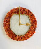 6" Diameter Red Crystal With White Agate Wall Clock-0