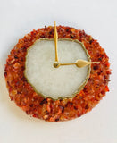 6" Diameter Red Crystal With White Agate Wall Clock-4