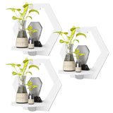 Hexagonal Harmony: Set of 3 Punch-Free Wall Shelve-0