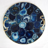 Blue Agate Serving Tray With Brass Handles | Circular-0