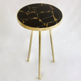 Gold Sparkle Infused Black Agate Round Coffee/Side Table-0