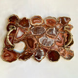 Large Red Agate Serving Tray With Brass Handles/Personalised Momentos/Sign Boards 10"x15"-0