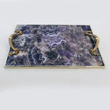 Amethyst Agate Serving Tray With Brass Handles-1
