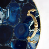 Blue Agate Serving Tray With Brass Handles | Circular-1