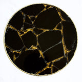 Gold Sparkle Infused Black Agate Round Coffee/Side Table-2