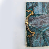 Green Aventurine Agate Serving Tray With Brass Handles-2