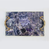 Amethyst Agate Serving Tray With Brass Handles-0