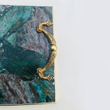 Green Aventurine Agate Serving Tray With Brass Handles-3