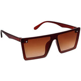 Unisex Brown Retro Square Sunglass