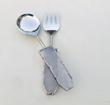Clear Quartz Agate Salad Server - Set of 2-1