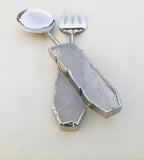 Clear Quartz Agate Salad Server - Set of 2-2